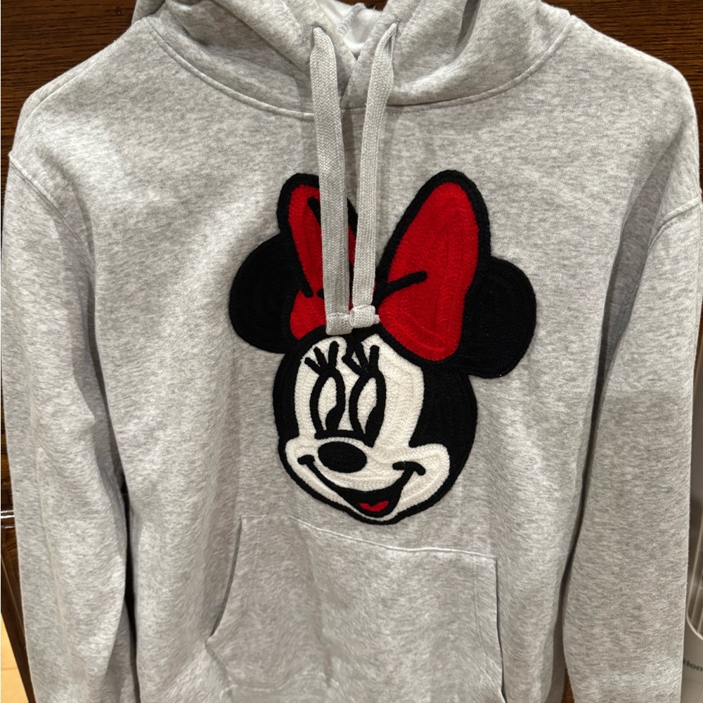 Gray Hoodie with Minnie Mouse Design. NWOT size S